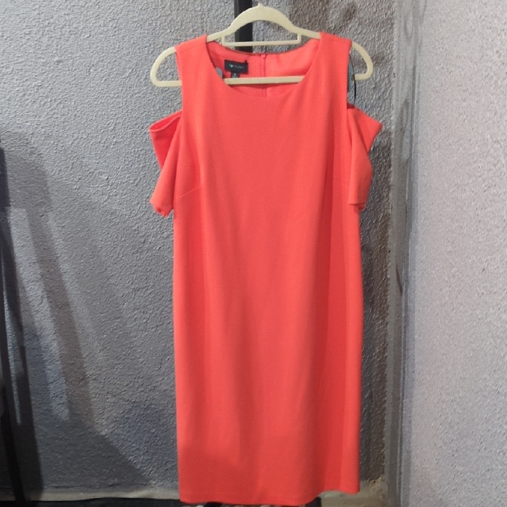 AB Studio Vibrant Coral Midi Dress